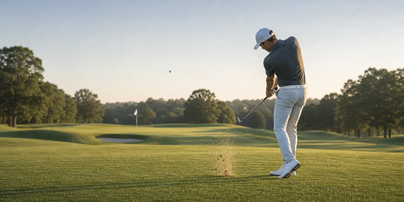 Golfer im Rückschwung am Abschlag