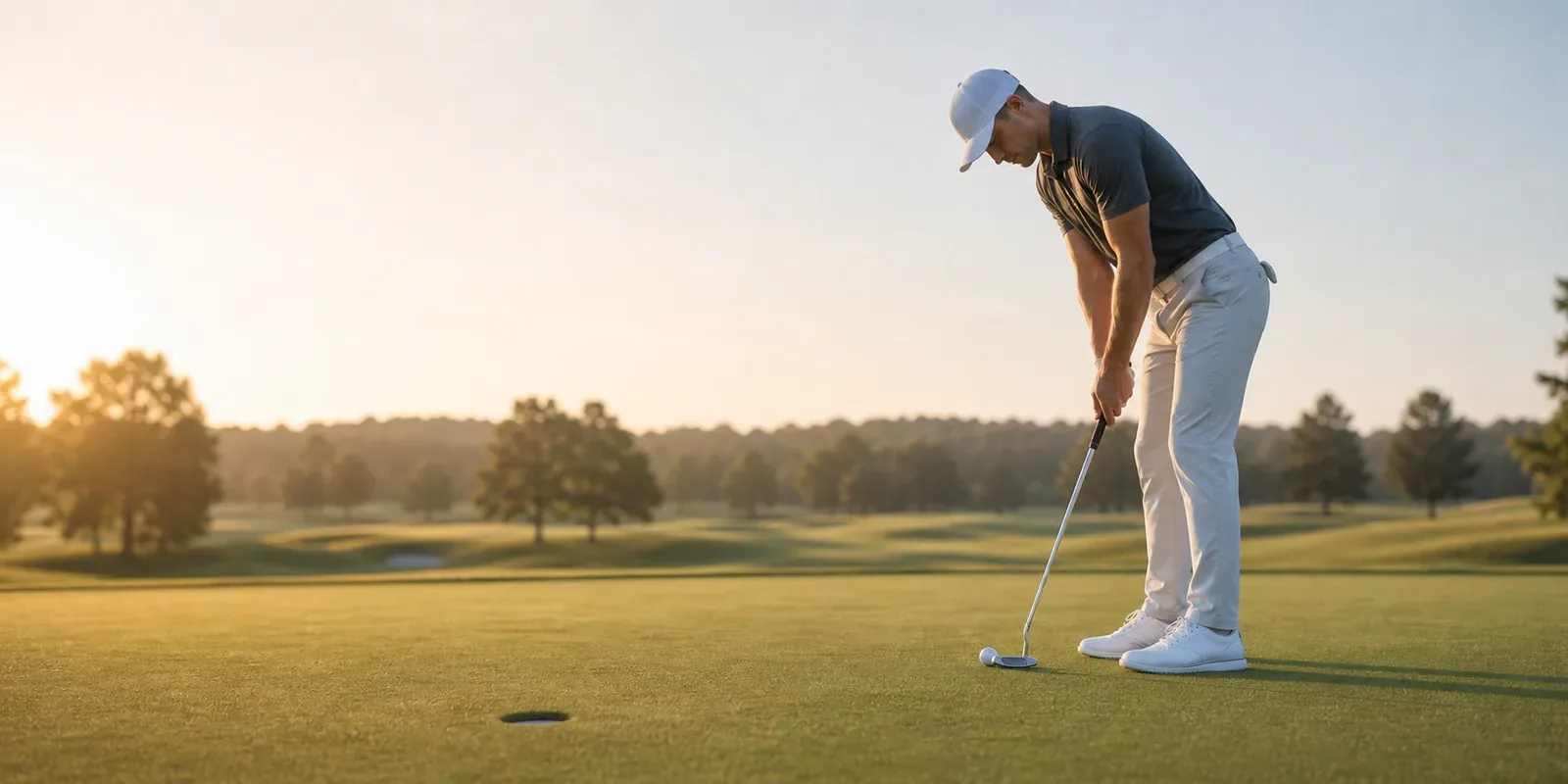 Golfer beim Putten auf dem Grün