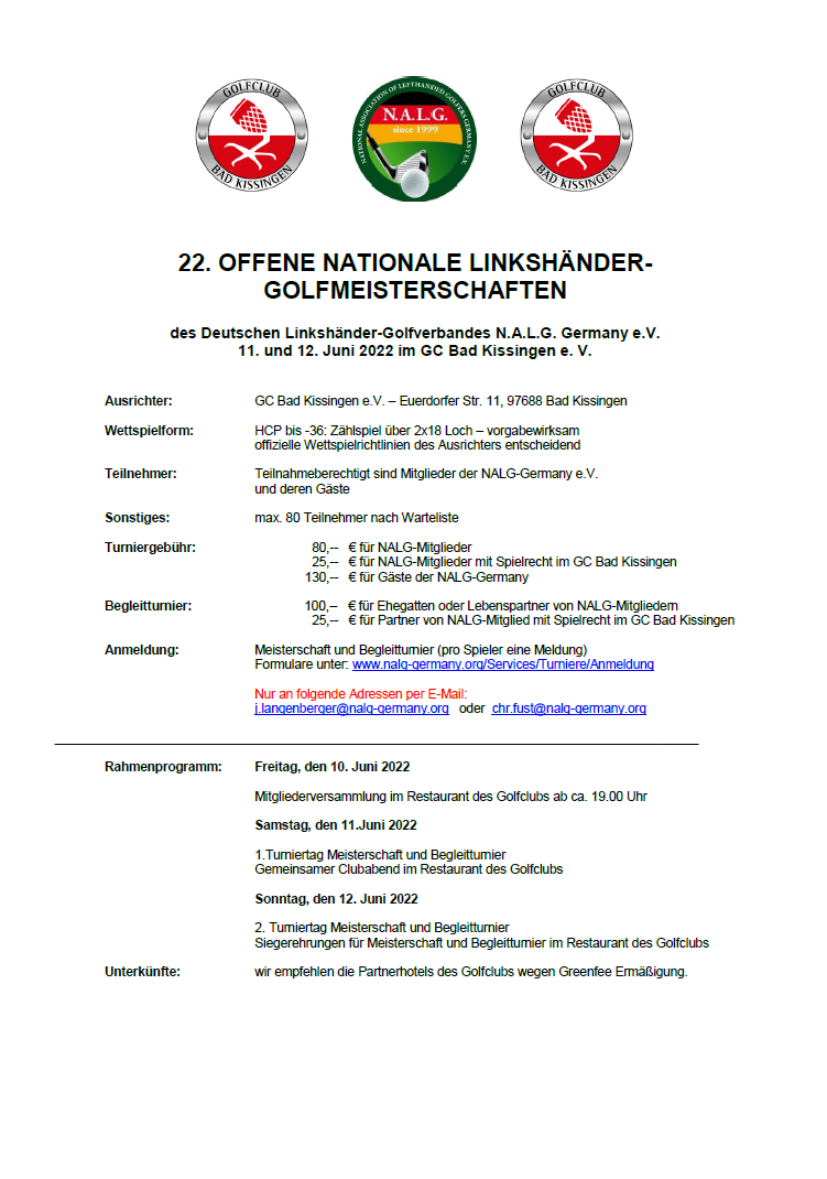Plakat zur 22. GM 2022 im GC Bad Kissingen